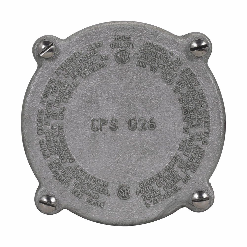 Eaton Crouse-Hinds series Condulet CPS blank cover, Feraloy iron alloy, Form 20