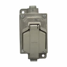 Eaton Crouse-Hinds series Arktite CPS receptacle assembly, 20A, Through feed, 2-wire, 3-pole, Brass contacts, 60 Hz, Style 2, 1 HP, Copper-free alum, Single-gang, Factory sealed, 1/2", Delayed action circuit breaking, 125-250 Vac/18 Vdc