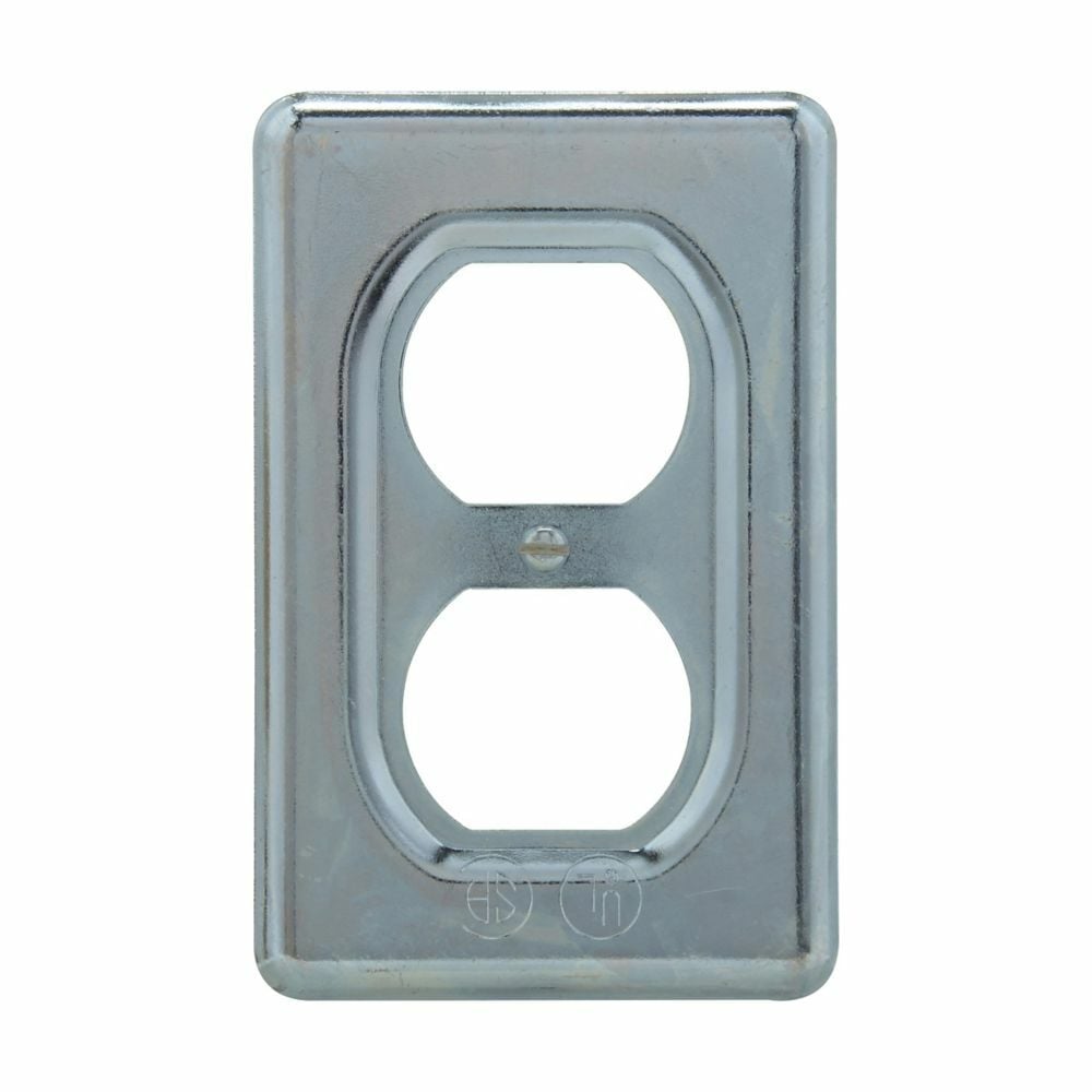 Eaton Crouse-Hinds series DS duplex receptacle cover, Sheet aluminum, Surface mount, Single-gang, For duplex convenience receptacles