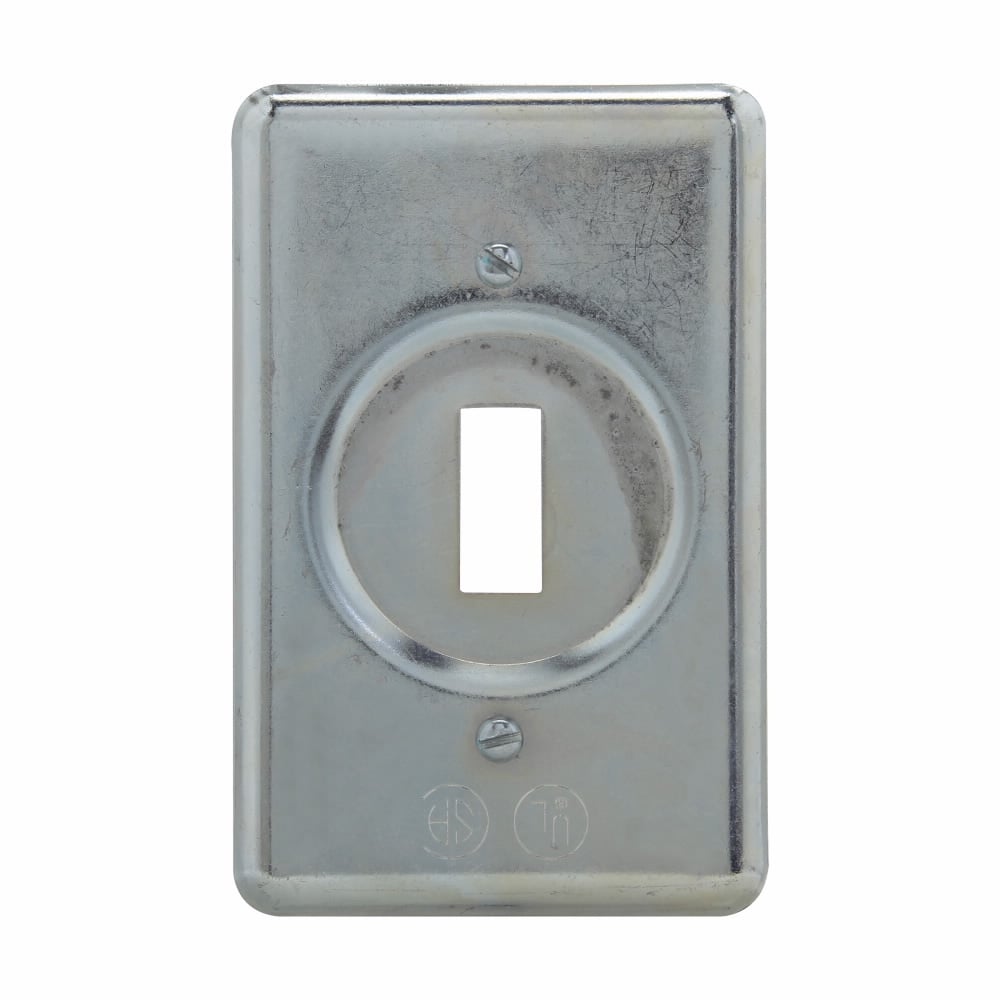 Eaton Crouse-Hinds series DS snap or toggle switch cover, Sheet aluminum, Surface mount, Single-gang, For square handle general use snap or toggle switches - unguarded
