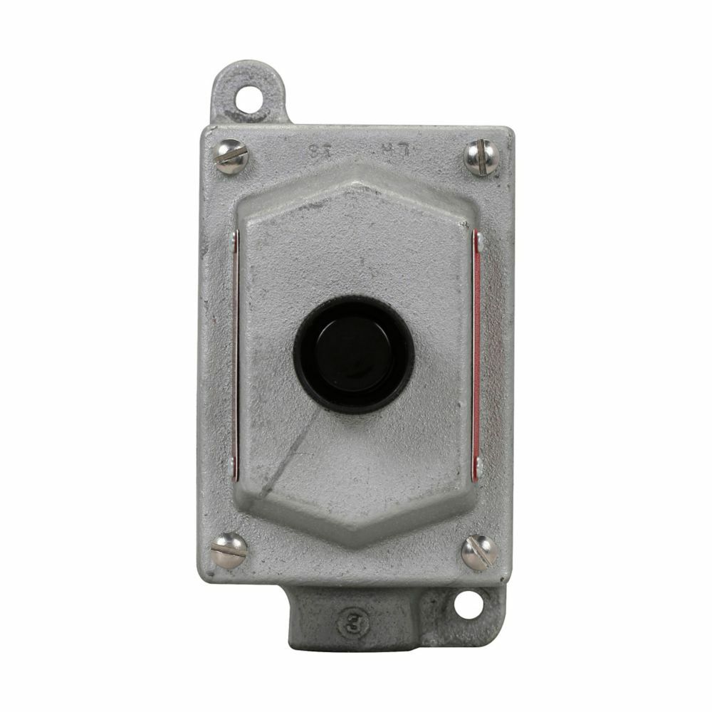 Eaton Crouse-Hinds series EDS pushbutton control station, With pushbuttons, Feraloy iron alloy, Single circuit universal, 1, Single-gang, 1, Dead end, 1/2", 600 Vac