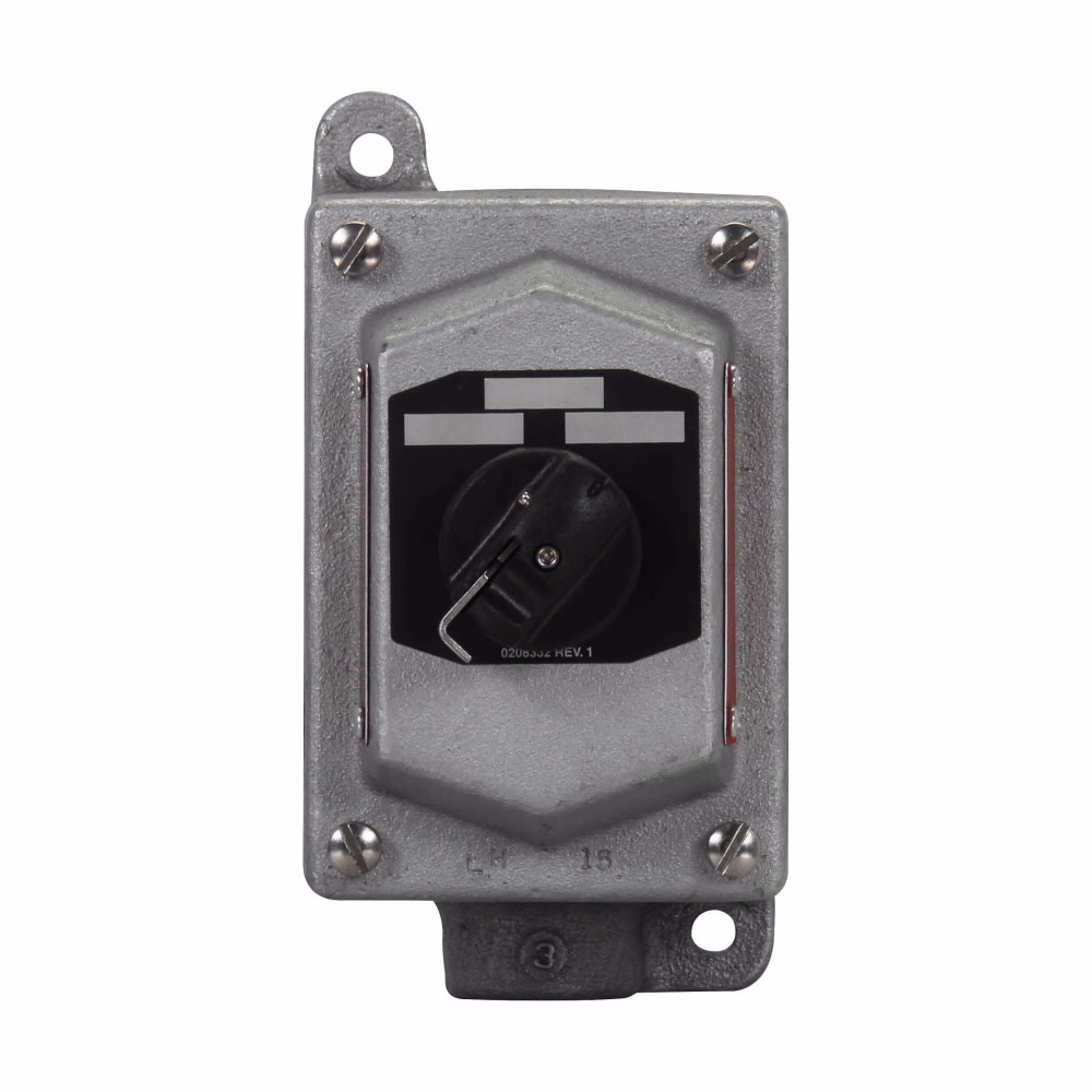 Eaton Crouse-Hinds series EDS selector switch control station, With selector switch, With one 3/4" hub, Feraloy iron alloy, Three-position, four-circuit, 4, 1, Single-gang, 3, Dead end, 3/4", 600 Vac