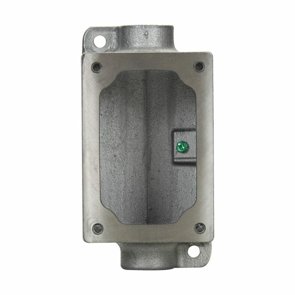 Eaton Crouse-Hinds series FlexStation EDS back box, Feraloy iron alloy, Single-gang, Through feed, 1/2"