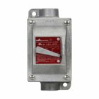 Eaton Crouse-Hinds series EDS snap switch, 10A/15A, Three-pole, With switch, Feraloy iron alloy, Single-gang, Through feed, 3/4", 120/277 Vac
