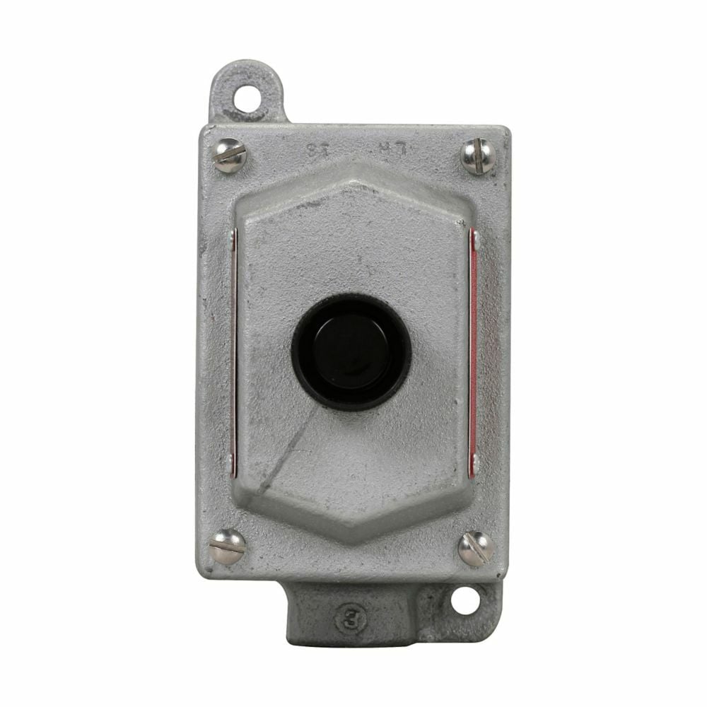 Eaton Crouse-Hinds series EFS pushbutton control station, With pushbuttons, With one 1/2" hub, Feraloy iron alloy, Single circuit universal, 1, 1, Single-gang, 1, Dead end, 1/2", 600 Vac