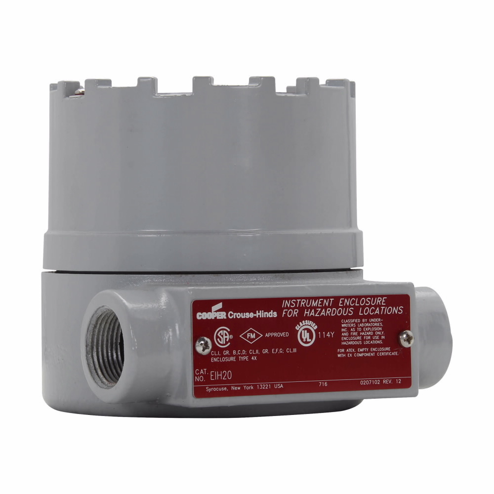 Eaton Crouse-Hinds series EIH instrument enclosure, 2" cover opening, Standard cover, Copper-free aluminum, Cast mounting feet, 3/4" trade size