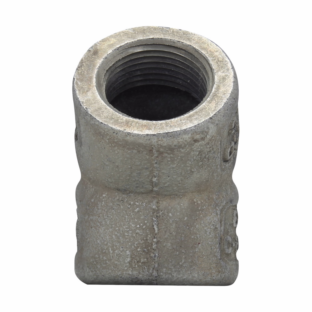 Eaton Crouse-Hinds series EL elbow, Female, Feraloy iron alloy or ductile iron, 45, 1/2"