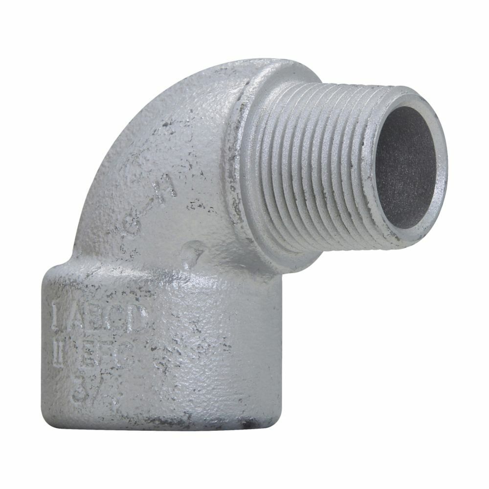 Eaton Crouse-Hinds series EL elbow, Male and female, Feraloy iron alloy or ductile iron, 90, 1/2"