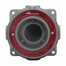 Eaton Crouse-Hinds series EMH instrument housing, 2 conduit openings, Copper-free aluminum, Surface mount, Through feed, 3/4", Used with select Weston, Westinghouse and Simpson meters