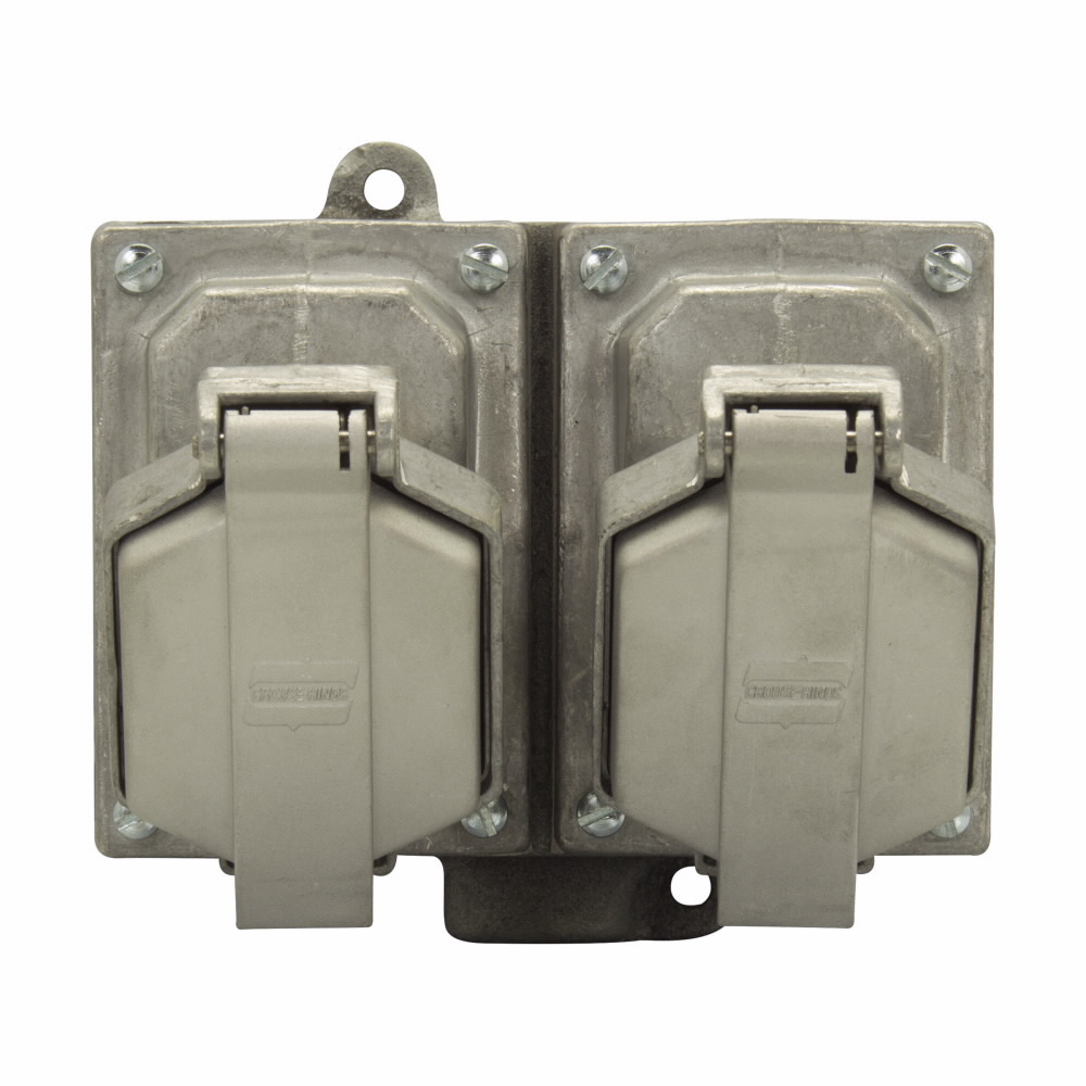 Eaton Crouse-Hinds series Ark-Gard ENR Value receptacle assembly, 20A, Double, 50-400 Hz, Copper-free aluminum, 5-20R, Two-gang, Dead end, 3/4", 125 Vac