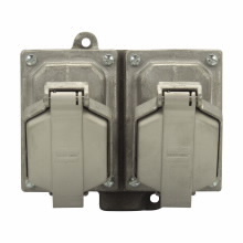 Eaton Crouse-Hinds series Ark-Gard ENR Value receptacle assembly, 20A, Double, 50-400 Hz, Copper-free aluminum, 5-20R, Two-gang, Dead end, 1", 125 Vac