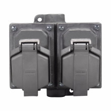 Eaton Crouse-Hinds series Ark-Gard ENR Value receptacle assembly, 20A, Double, 50-400 Hz, Copper-free aluminum, 5-20R, Two-gang, Through feed, 1/2", 125 Vac