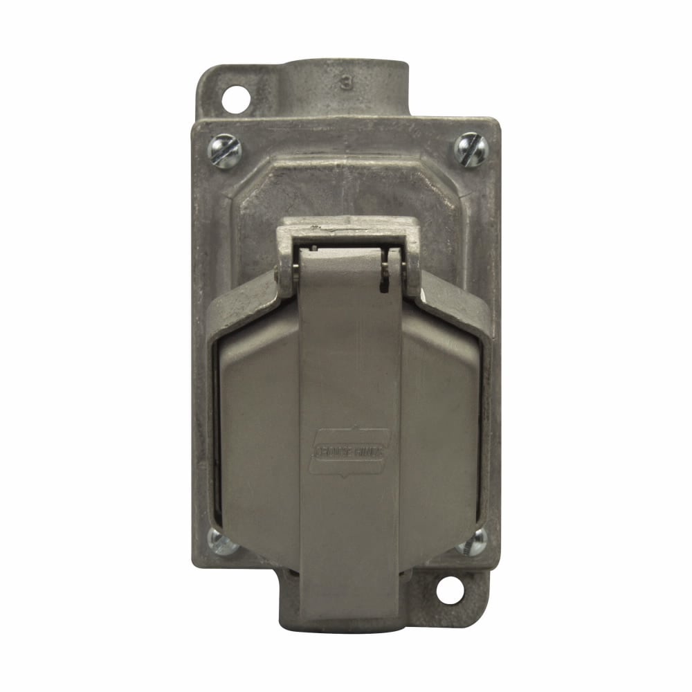 Eaton Crouse-Hinds series Ark-Gard ENR Value receptacle assembly, 20A, Single, 50-400 Hz, Copper-free aluminum, 5-20R, Single-gang, Through feed, 3/4", 125 Vac