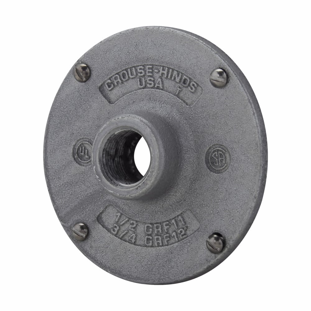 Eaton Crouse-Hinds series Condulet GRF hub cover, Copper-free aluminum, Surface mount, Fixture weight to 125 lbs., 1/2"
