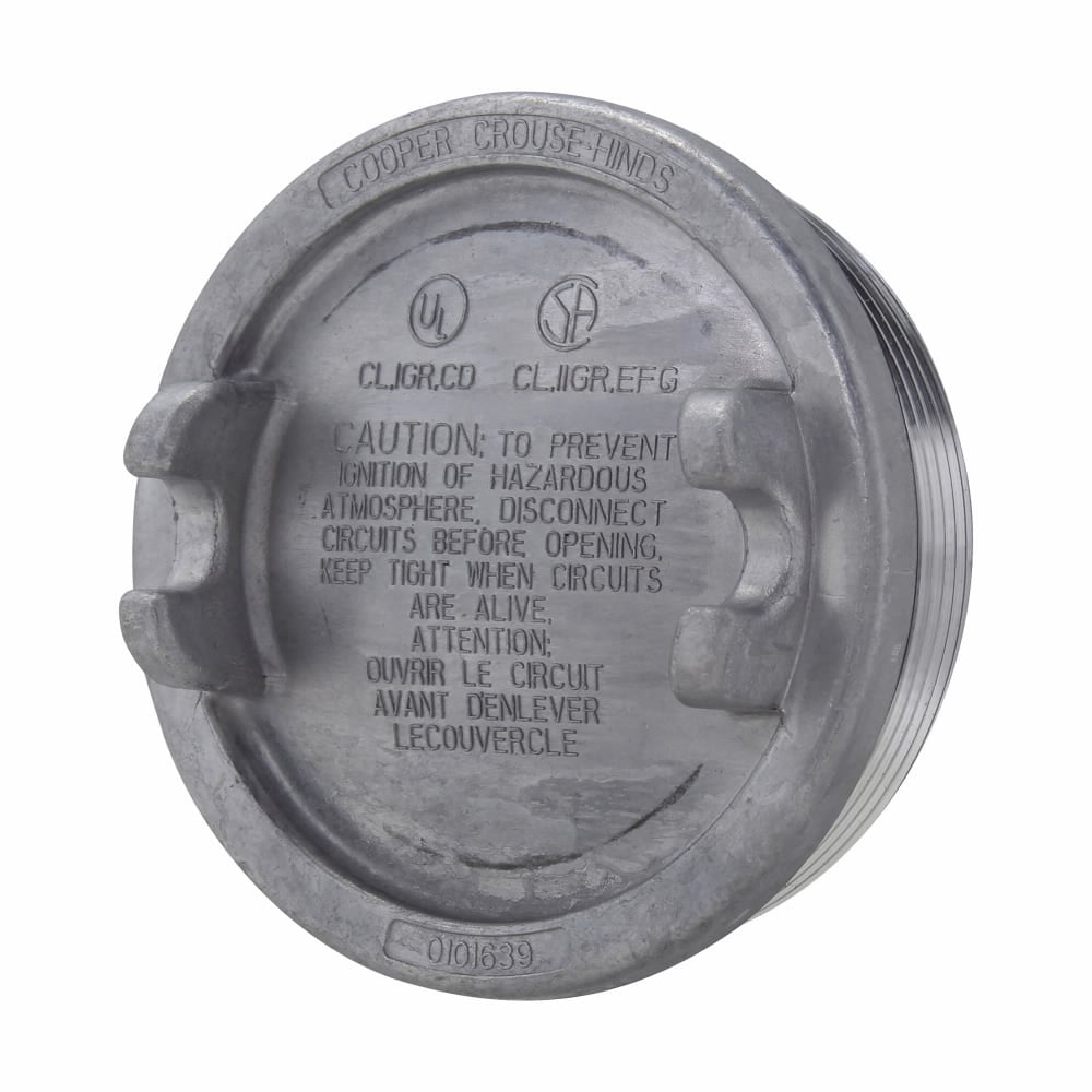Eaton Crouse-Hinds series Condulet GUA surface cover, 3" cover opening diameter, Copper-free aluminum, Group B rated, 16 thread pitch