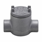 Eaton Crouse-Hinds series Condulet GUA conduit outlet box with cover, 3" cover opening diameter, Copper-free aluminum, C shape, 1/2"