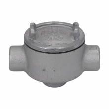Eaton Crouse-Hinds series Condulet GUA conduit outlet box with cover, 3" cover opening diameter, Copper-free aluminum, D shape, 1"