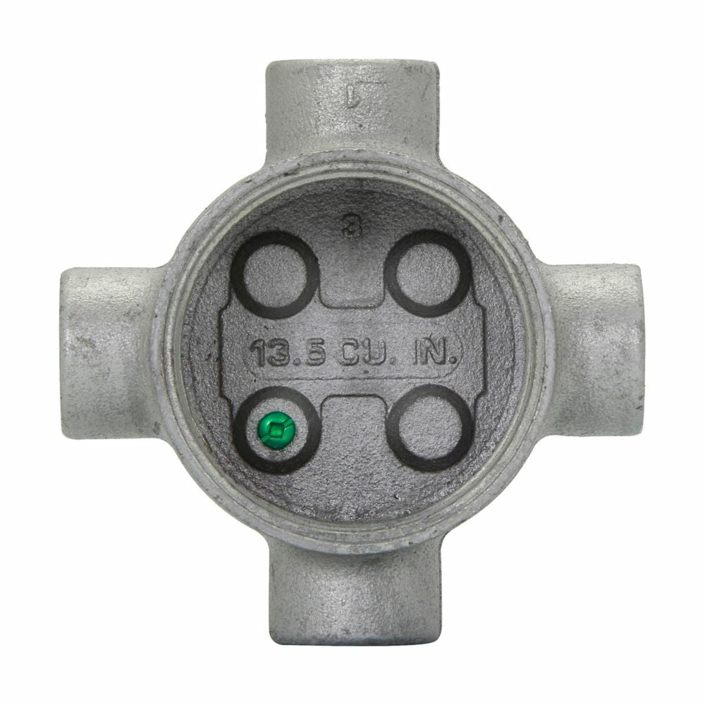 Eaton Crouse-Hinds series GUA conduit outlet body, Feraloy iron alloy, X shape, 3/4"