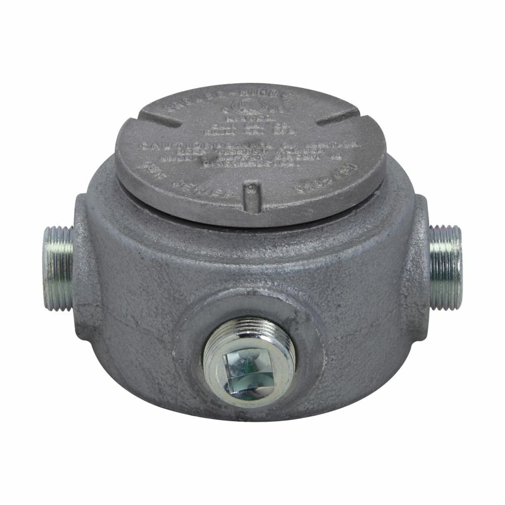 Eaton Crouse-Hinds series Condulet GUR conduit outlet box with cover, Copper-free aluminum, 3/4"