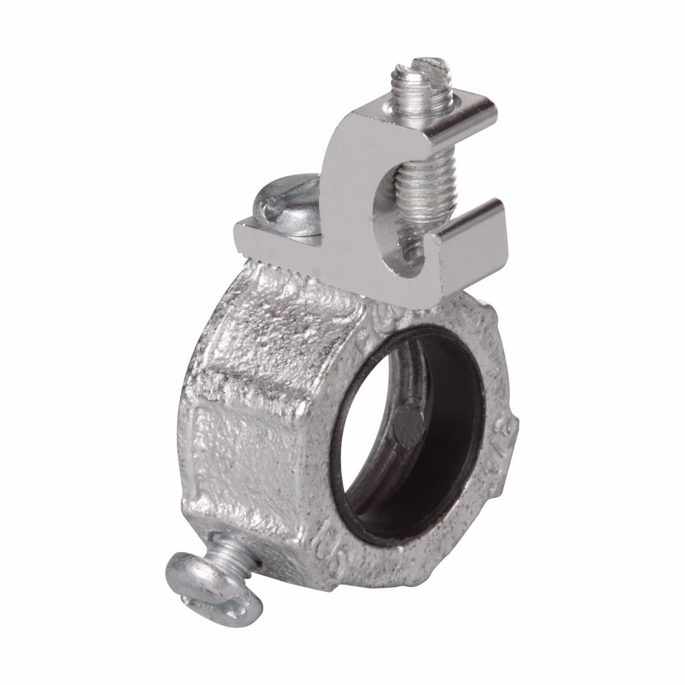 Eaton Crouse-Hinds series HGLL grounding bushing, Rigid/IMC, Aluminum lug, #4-14 AWG, Malleable iron, 150C, Threaded, 3/4"