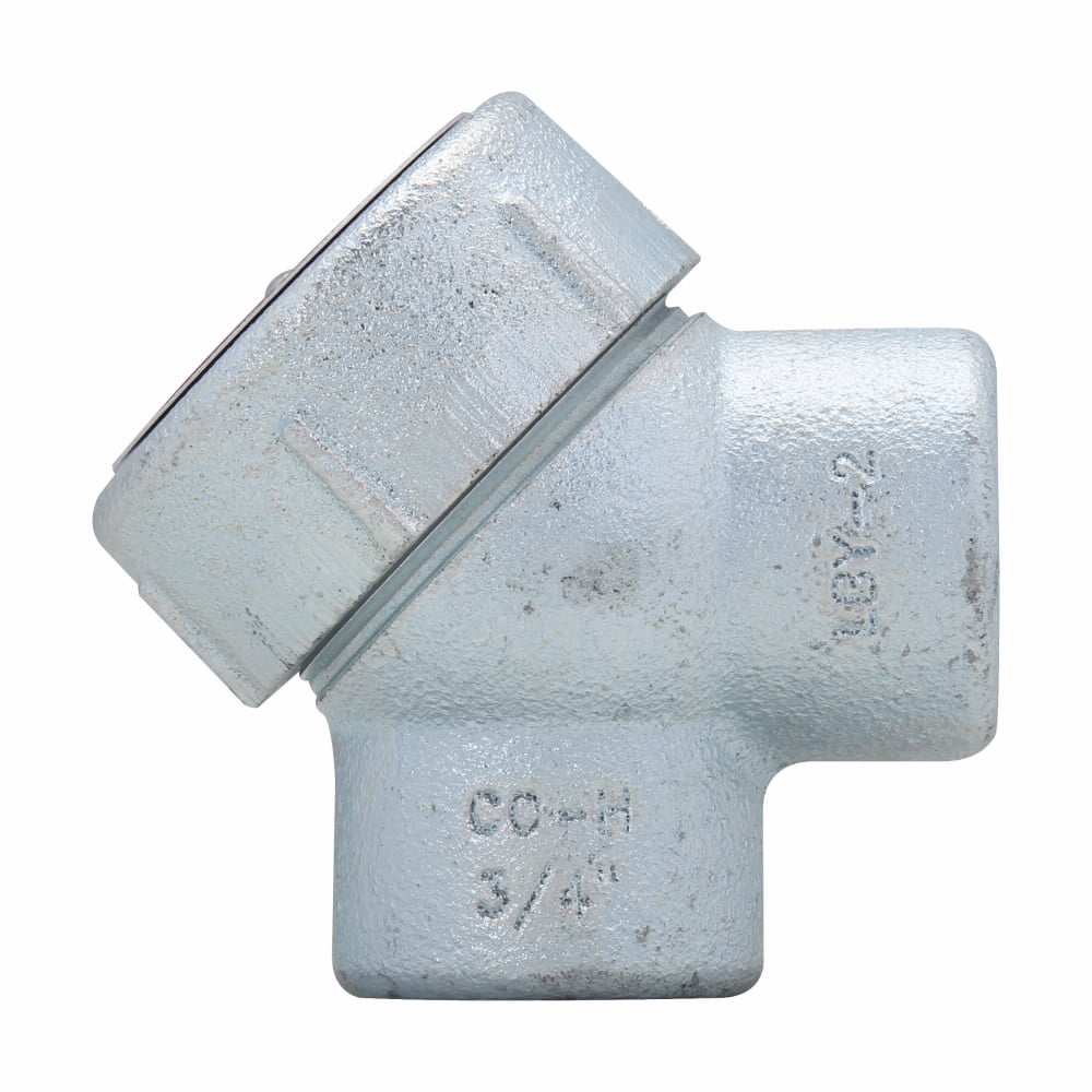 Eaton Crouse-Hinds series Condulet LBY service entrance elbow, Rigid/IMC, Copper-free aluminum, 90?, 1-1/2"