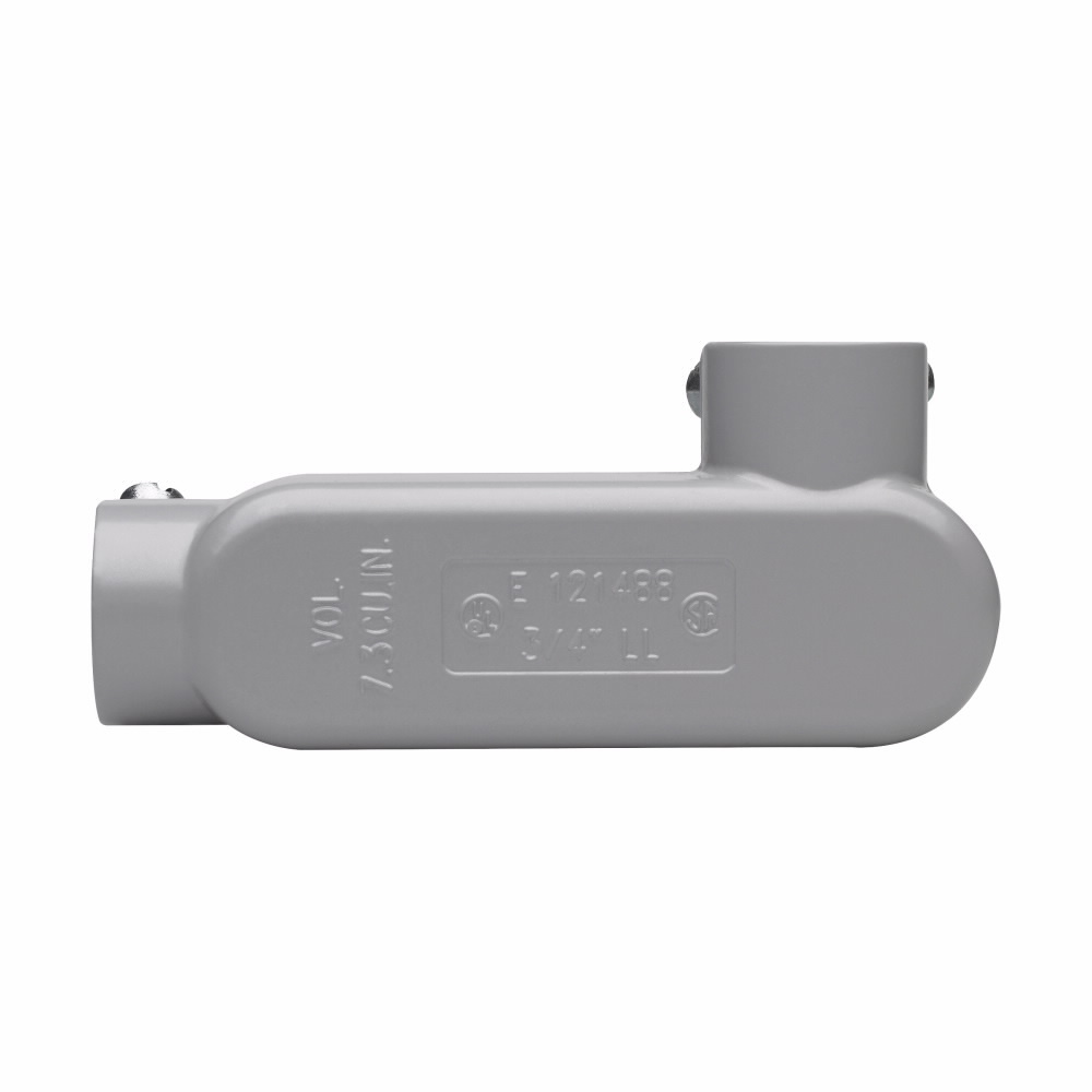 Eaton Crouse-Hinds series Condulet Series 5 conduit outlet body, Rigid/IMC, Copper-free aluminum, LL shape, Body, traditional cover and gasket, 2-1/2"