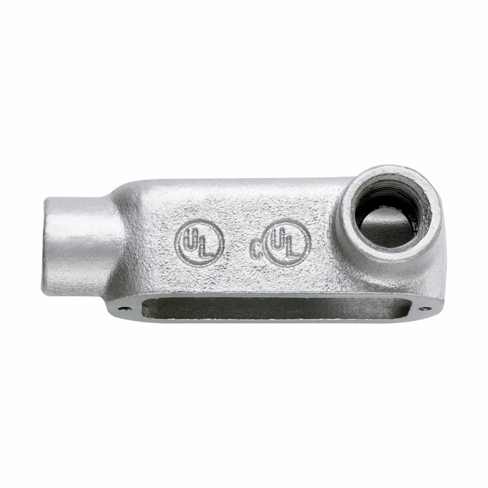 Eaton Crouse-Hinds series Condulet Form 5 conduit outlet body, Malleable iron, LR shape, 1-1/2"
