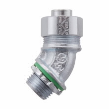 Eaton Crouse-Hinds series LTK liquidtight connector, FMC, 45 angle, Non-insulated, Malleable iron, Low profile, 2"
