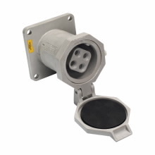 Eaton Crouse-Hinds series Arktite NR receptacle, 100A, Three-wire, four-pole, 50-400 Hz, Style 2, Krydon fiberglass-reinforced polyester, Snap-on cap/spring door, 600 Vac/250 Vdc