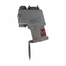 Eaton Crouse-Hinds series SRD interlocked receptacle with switch, 30A, Through feed, Four-wire, five-pole, Brass contacts, Style 2, Copper-free aluminum, Spring door, 1-1/4", 480 Vac