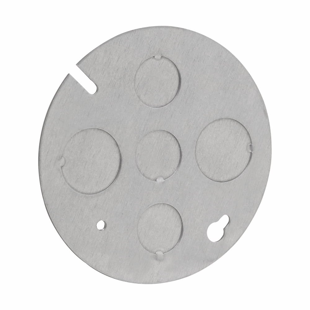 Eaton Crouse-Hinds series Concrete Box Plate, 4", No stud, (3) 1/2", (2) 3/4", Steel