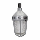 Eaton Crouse-Hinds series Vaporgard VDA light fixture, Medium base, Clear heat and impact resistant glass globe, With cast copper-free alum guard, Incandescent, Copper-free aluminum, A-21 max. lamp size, Pendant mount, 1/2", 120 Vac, 150W