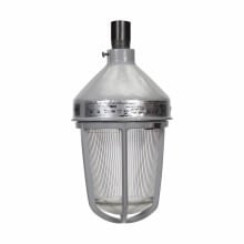 Eaton Crouse-Hinds series Vaporgard VDA light fixture, Medium base, Clear heat and impact resistant glass globe, With cast copper-free alum guard, Incandescent, Copper-free aluminum, A-23 max. lamp size, Pendant mount, 3/4", 120 Vac, 200W