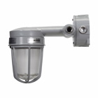 Eaton Crouse-Hinds series Vaporgard VXHBF fixture, Medium base, Clear heat and impact resistant glass globe, Cast copper-free alum guard, Incand, Copper-free alum, A-21 max. lamp size, Wall mt with junction box, 1/2" or 3/4", 120 Vac, 150W