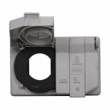 Eaton Crouse-Hinds series WLRD wet location cover with receptacle assembly, 15A, Two-pole, three-wire, Copper-free aluminum, Horizontal, L5-15R, 1-3/8", For locking blade plugs, 125 Vac