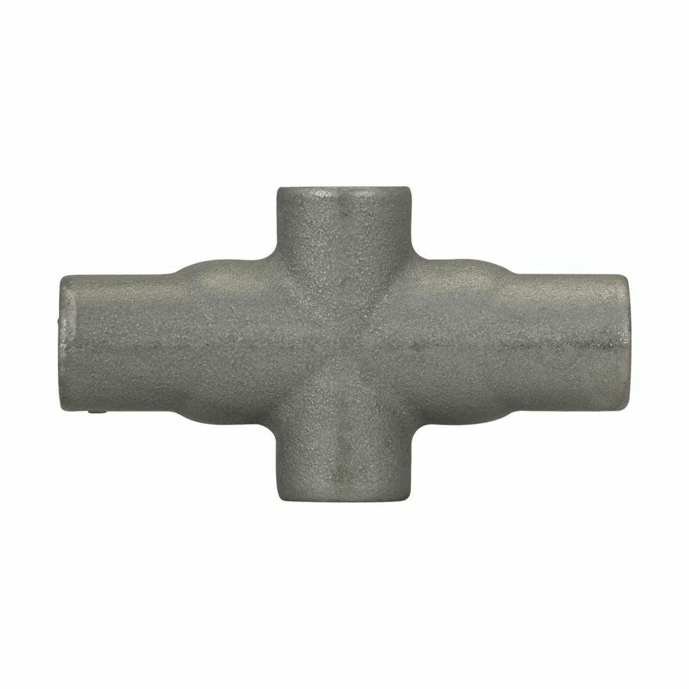 Eaton Crouse-Hinds series Condulet Form 7 conduit outlet body, Feraloy iron alloy, X shape, 1-1/2"