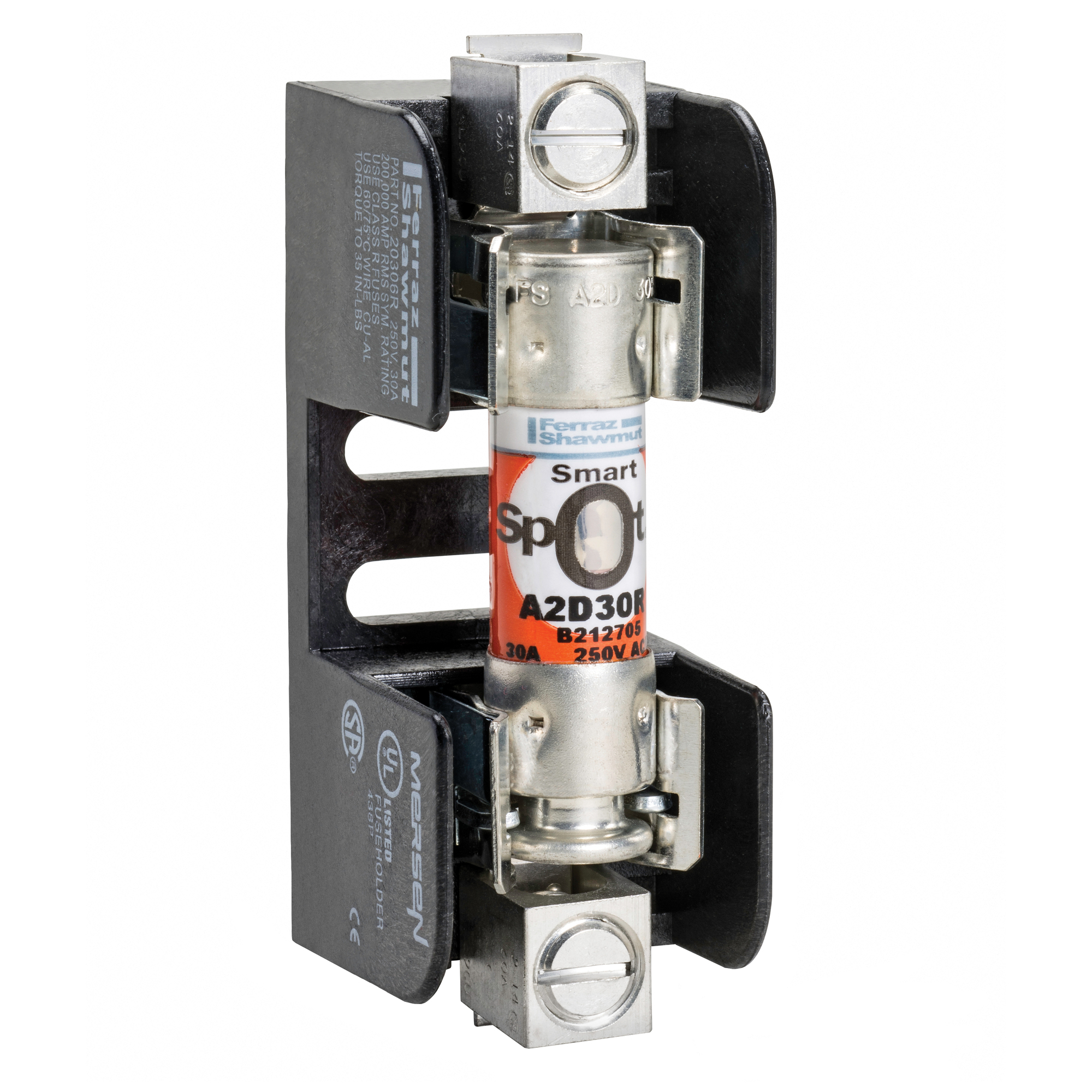 Fuse Block 250VAC 250VDC Class R 30A 1-Pole Box with Reinforced Clip