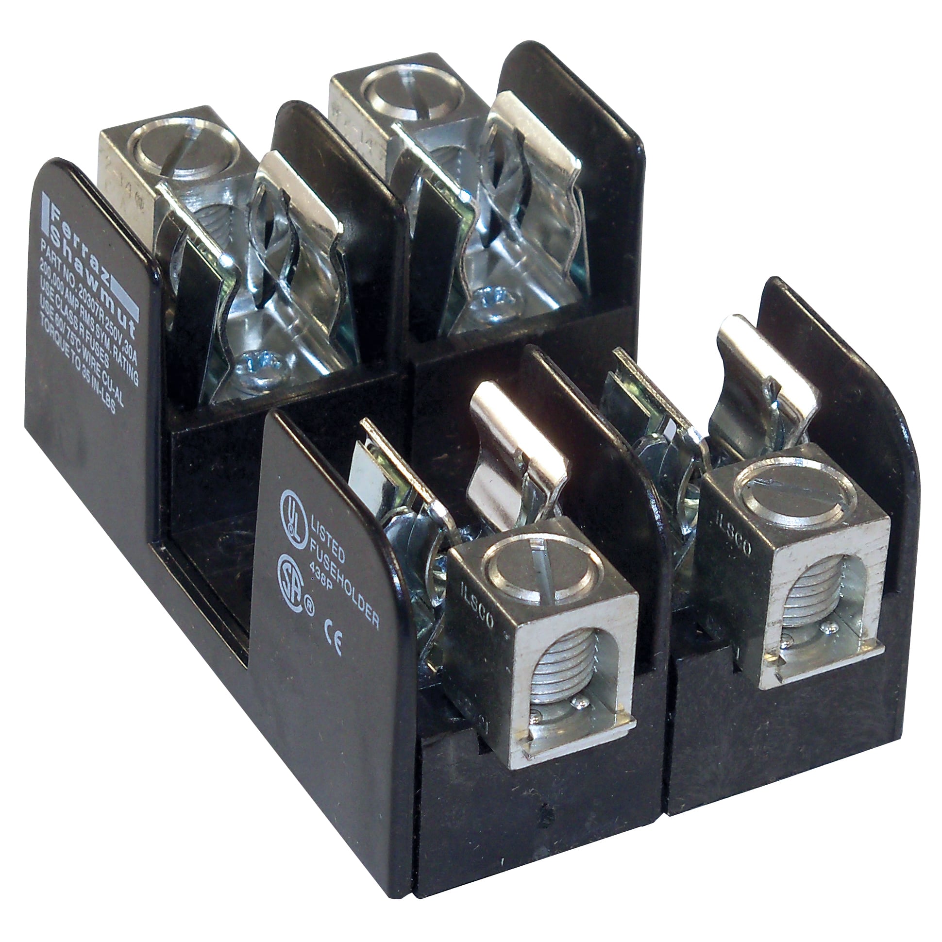 Fuse Block 250VAC 250VDC Class R 30A 2-Pole Box with Reinforced Clip