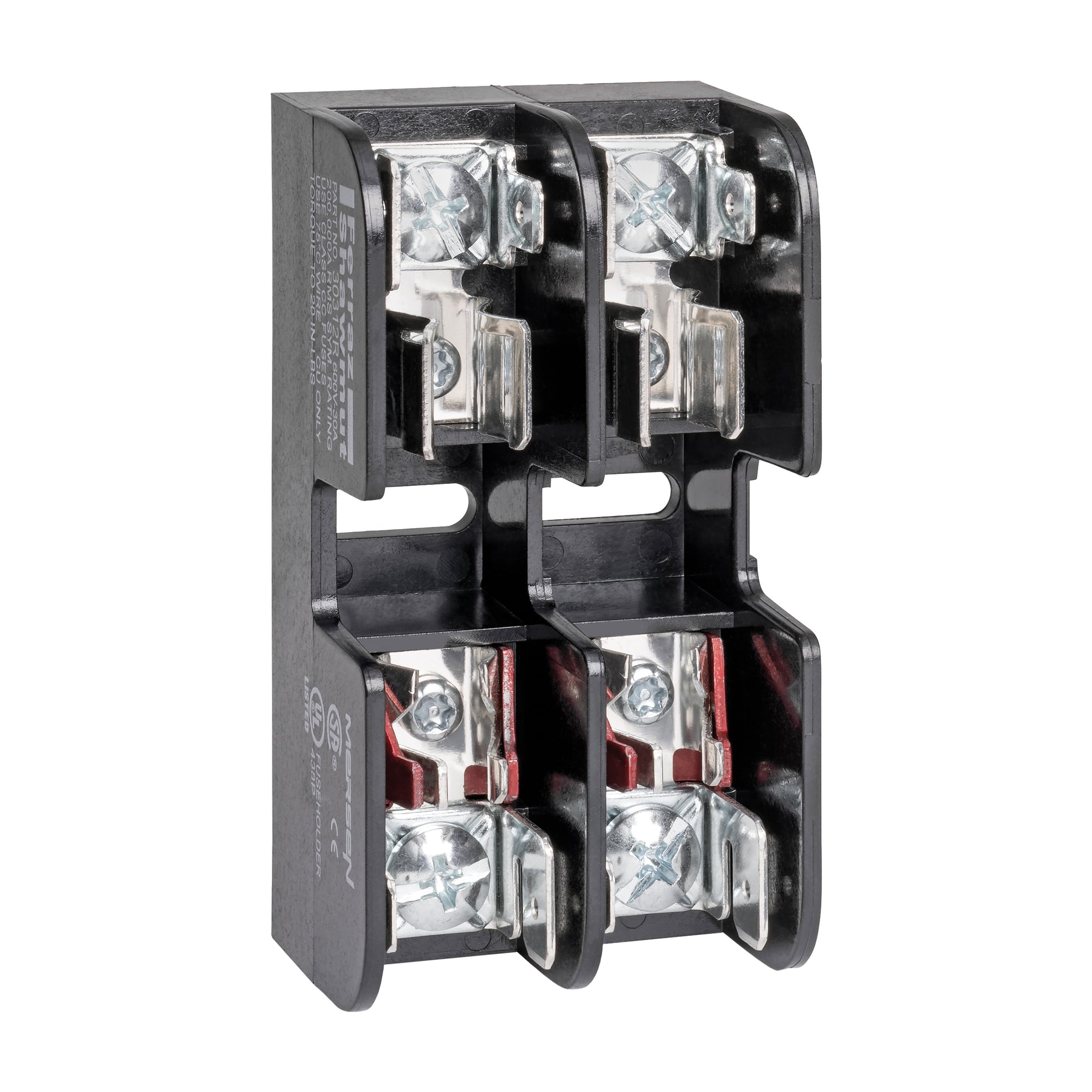 Fuse Block 600VAC 600VDC Class CC 30A 2-Pole Screw with Reinforced Clip
