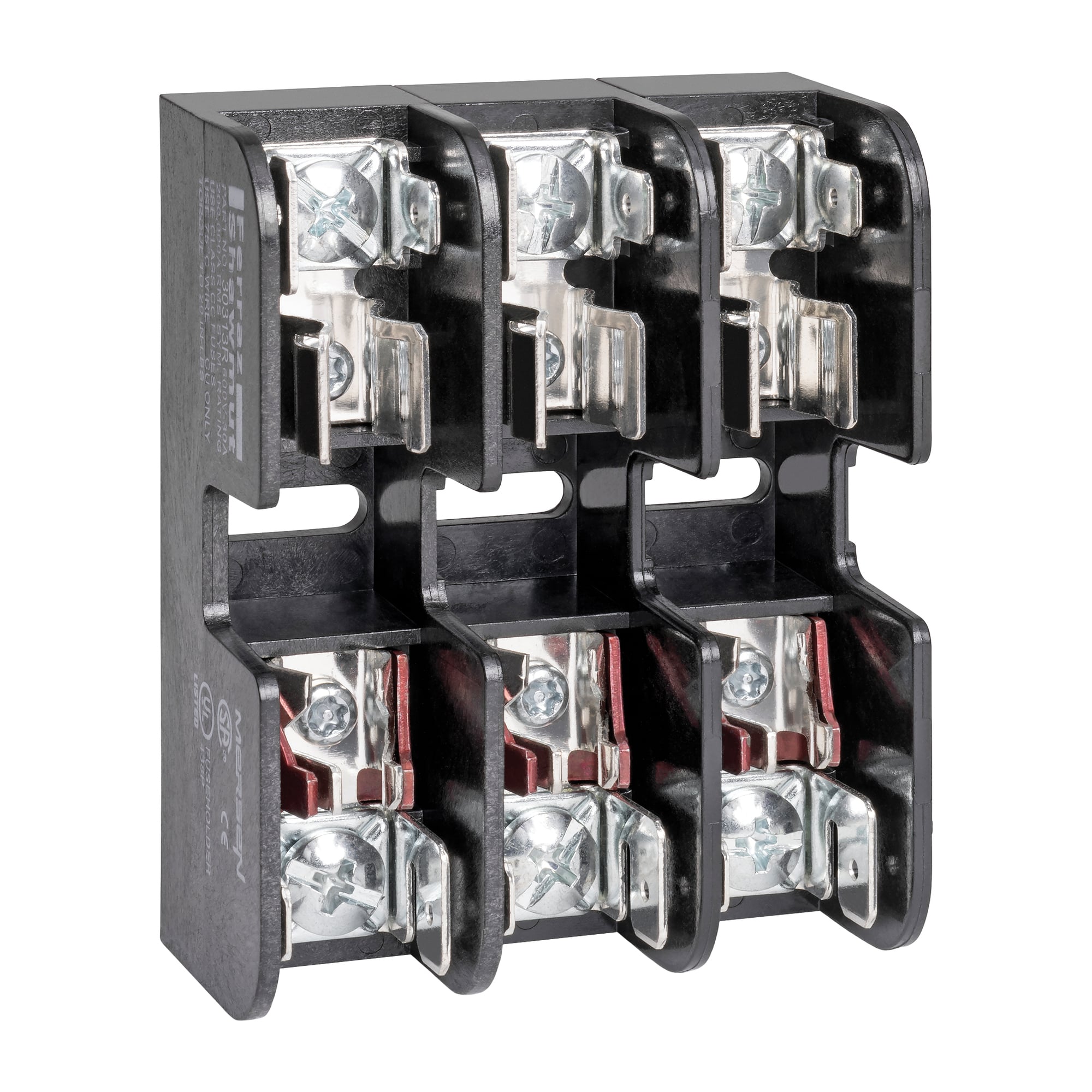 Fuse Block 600VAC 600VDC Class CC 30A 3-Pole Screw with Reinforced Clip