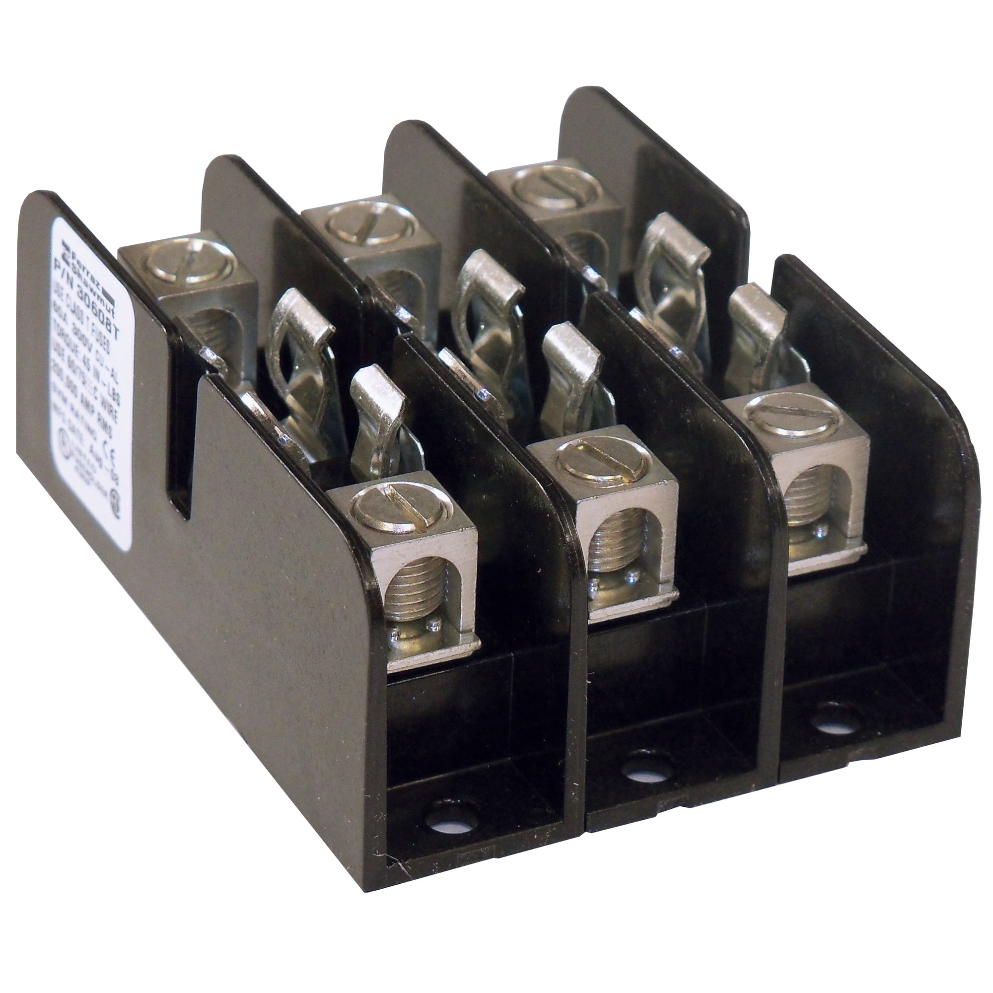 Fuse Block 300VAC 300VDC Class T 60A 3-Pole Box with Reinforced Clip