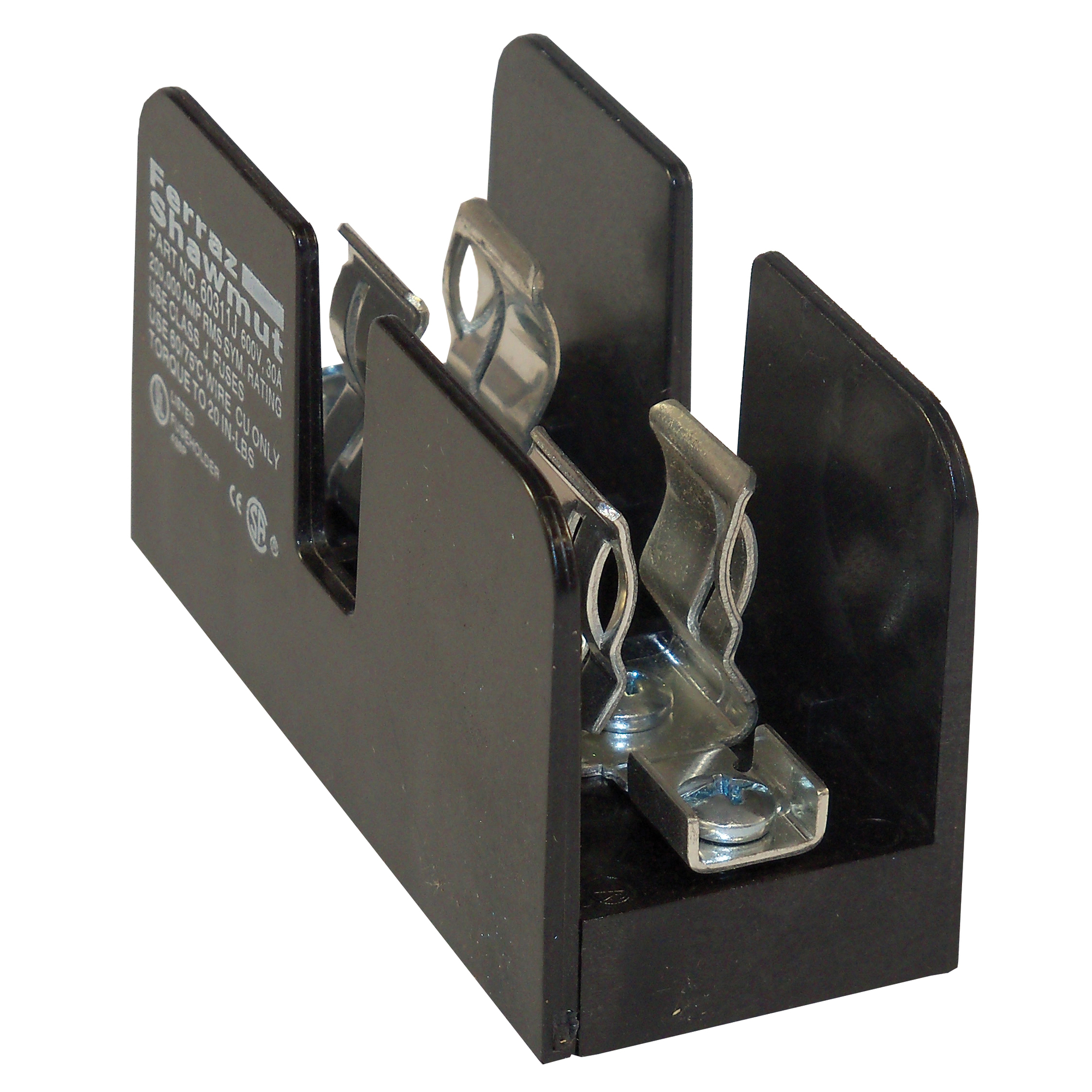 60311J Open Style Fuse Block, 600 V AC/DC, 30 A, Class J, 14 to 4 AWG Wire, 1 Poles