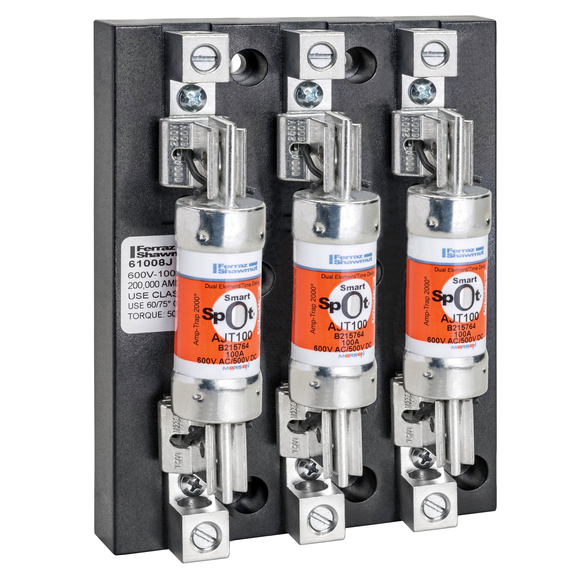 Fuse Block 600VAC 600VDC Class J 100A 3-Pole Box with Reinforced Clip