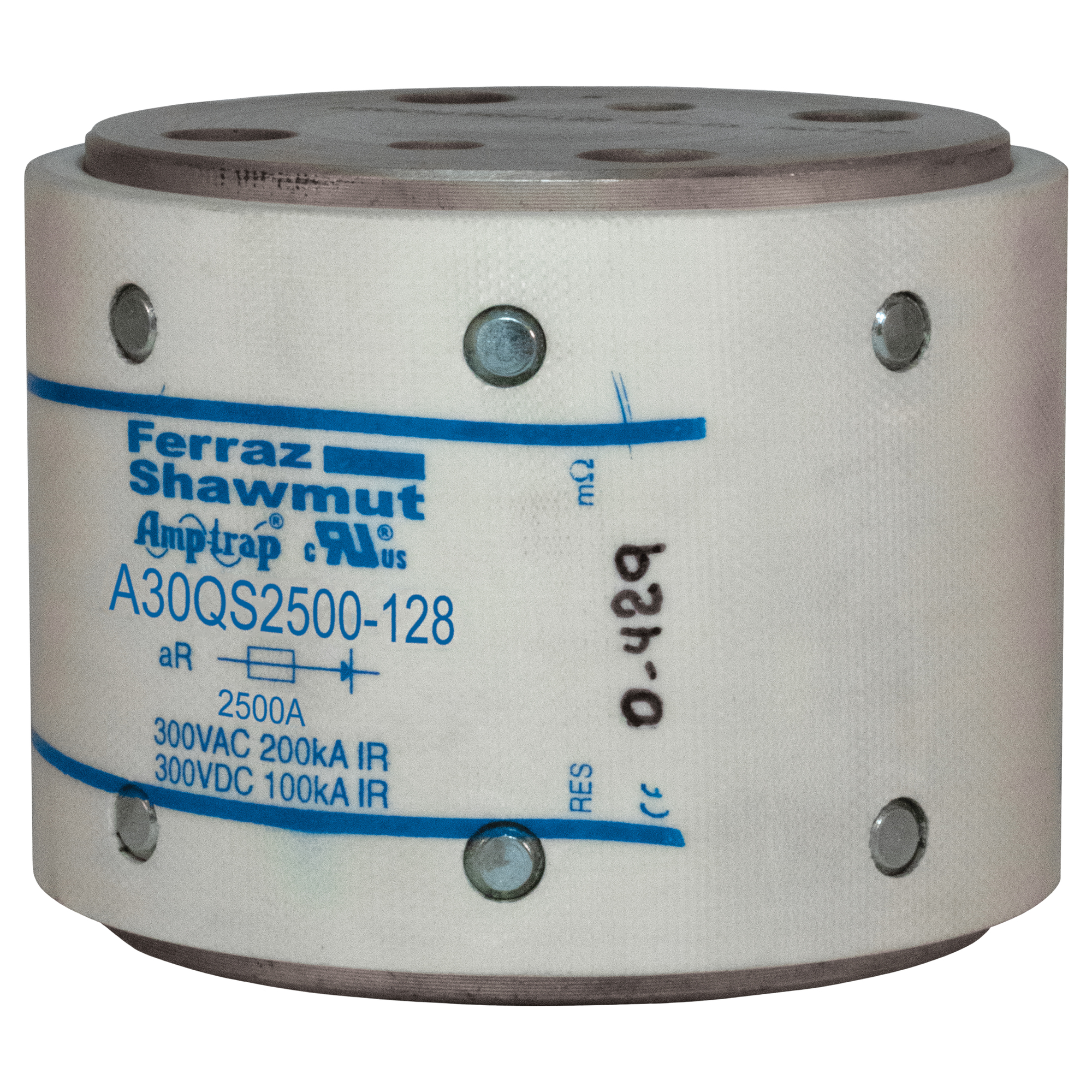 High Speed Fuse Amp-Trap A30QS 300VAC 300VDC 2500A Hockey Puck, Bolt-In