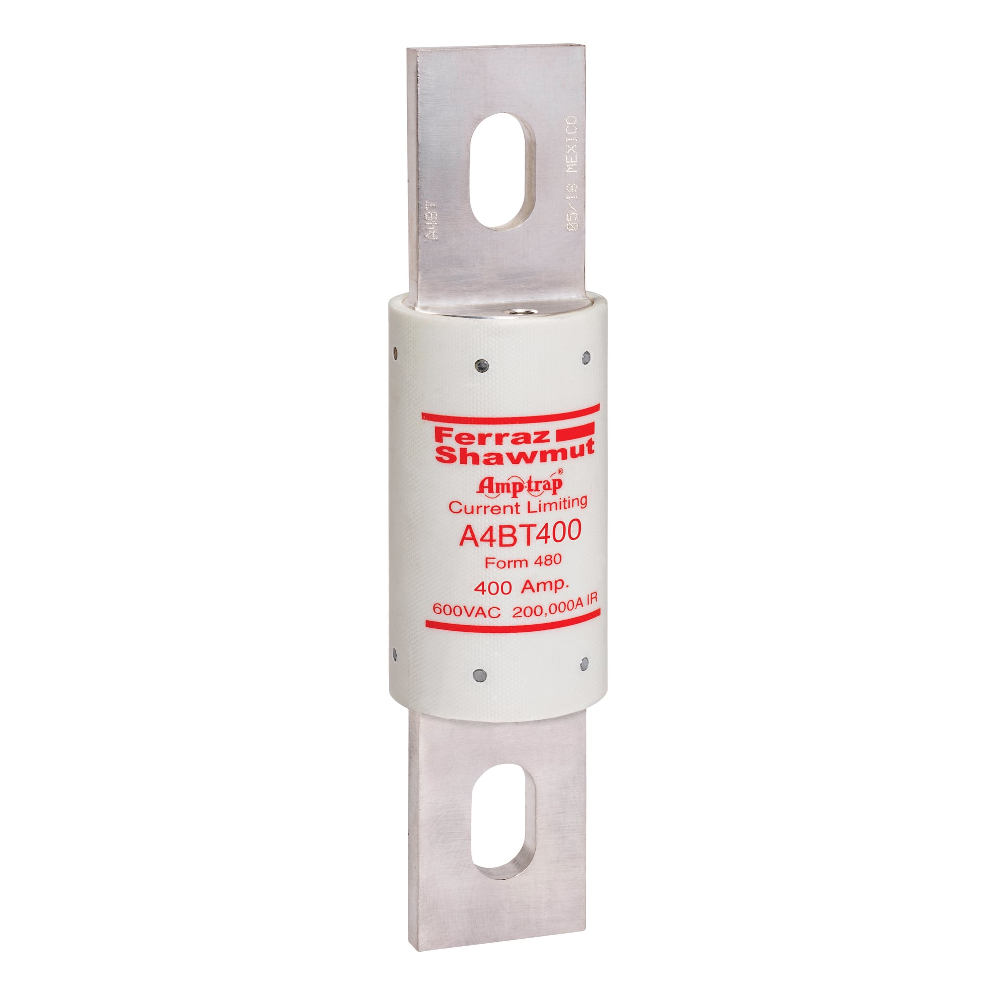 A4BT400 Amp-Trap Current Limiting Low Voltage Time Delay Fuse, 400 A, 600 V AC/500 V DC, 200/100 kA Interrupt, L Class, Cylindrical Body