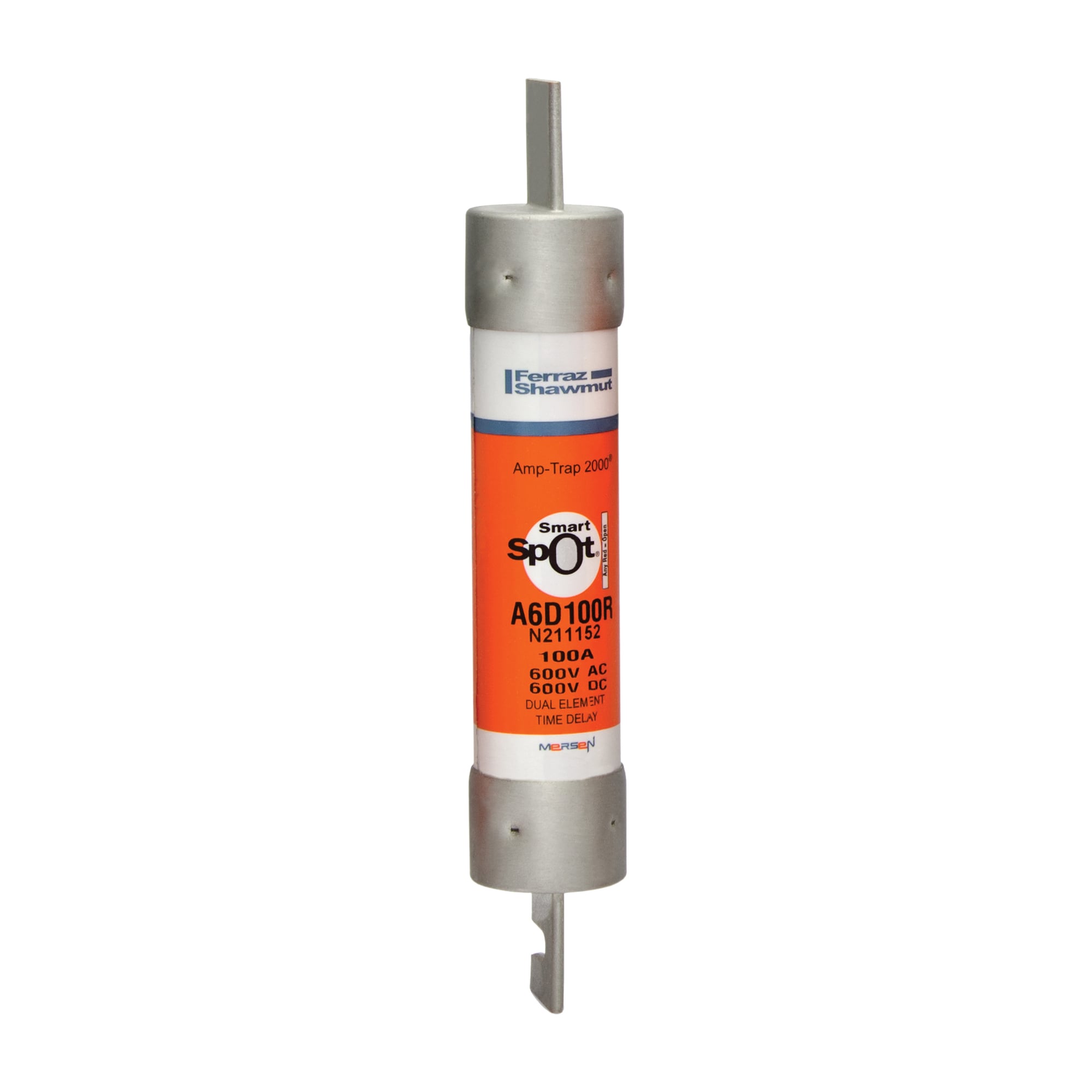 Fuse A6D-R - Class RK1 - Time-Delay 600VAC 600VDC 100A Blade SmartSpot