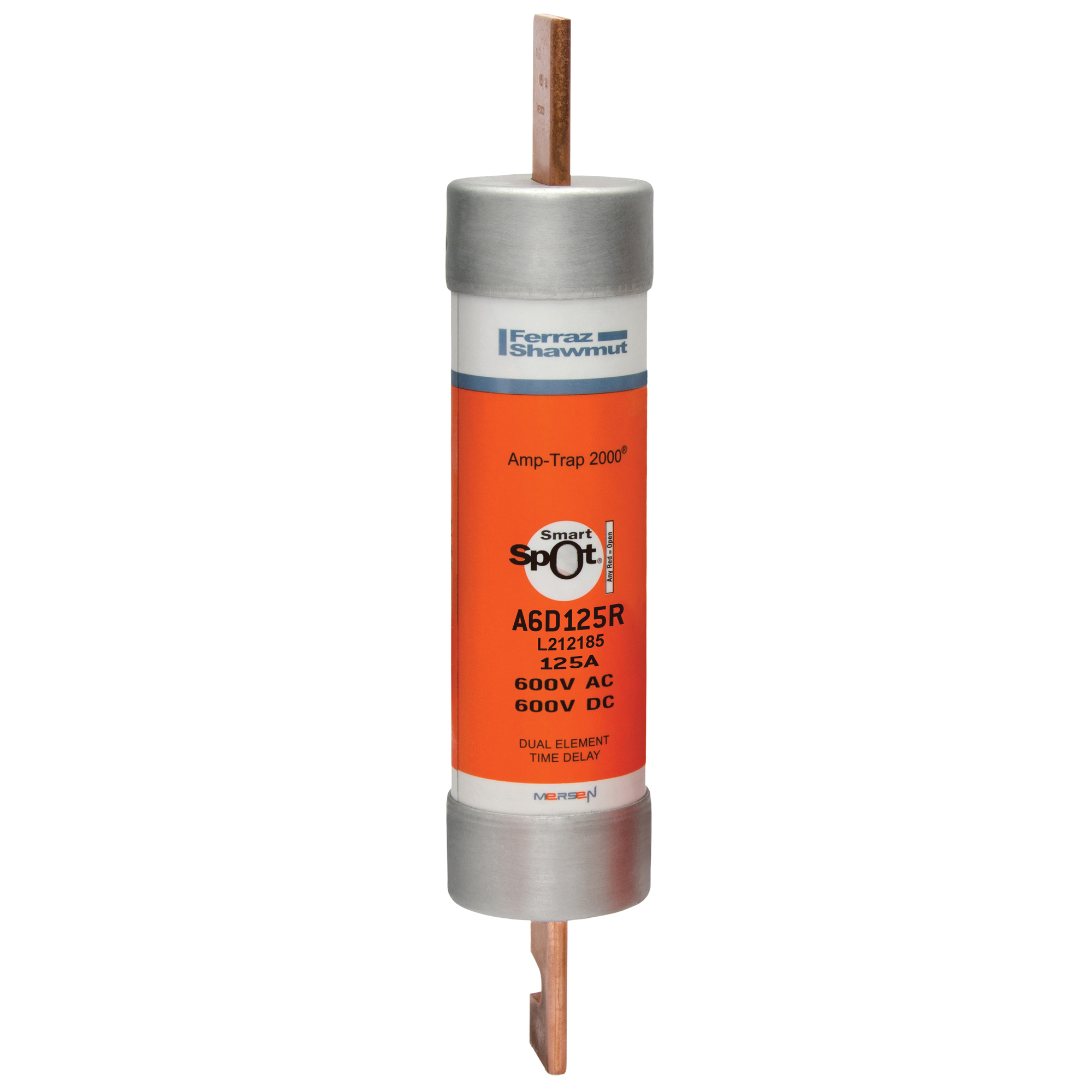 Fuse A6D-R - Class RK1 - Time-Delay 600VAC 600VDC 125A Blade SmartSpot