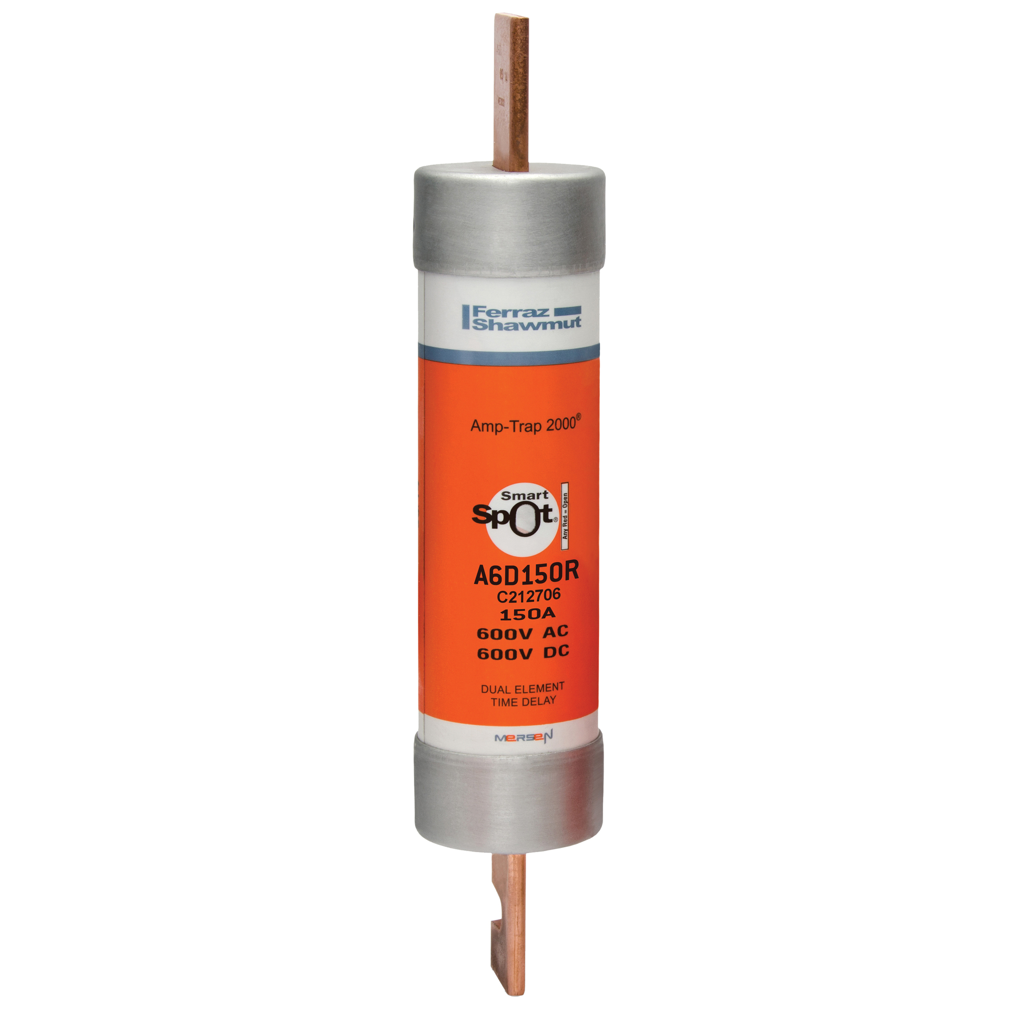 Fuse A6D-R - Class RK1 - Time-Delay 600VAC 600VDC 150A Blade SmartSpot