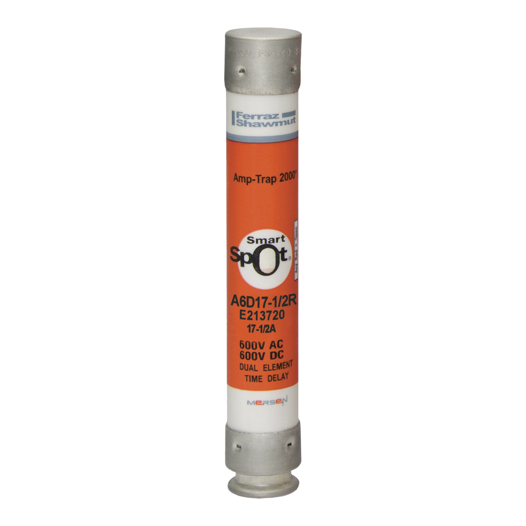 Fuse A6D-R - Class RK1 - Time-Delay 600VAC 600VDC 17.5A Ferrule SmartSpot