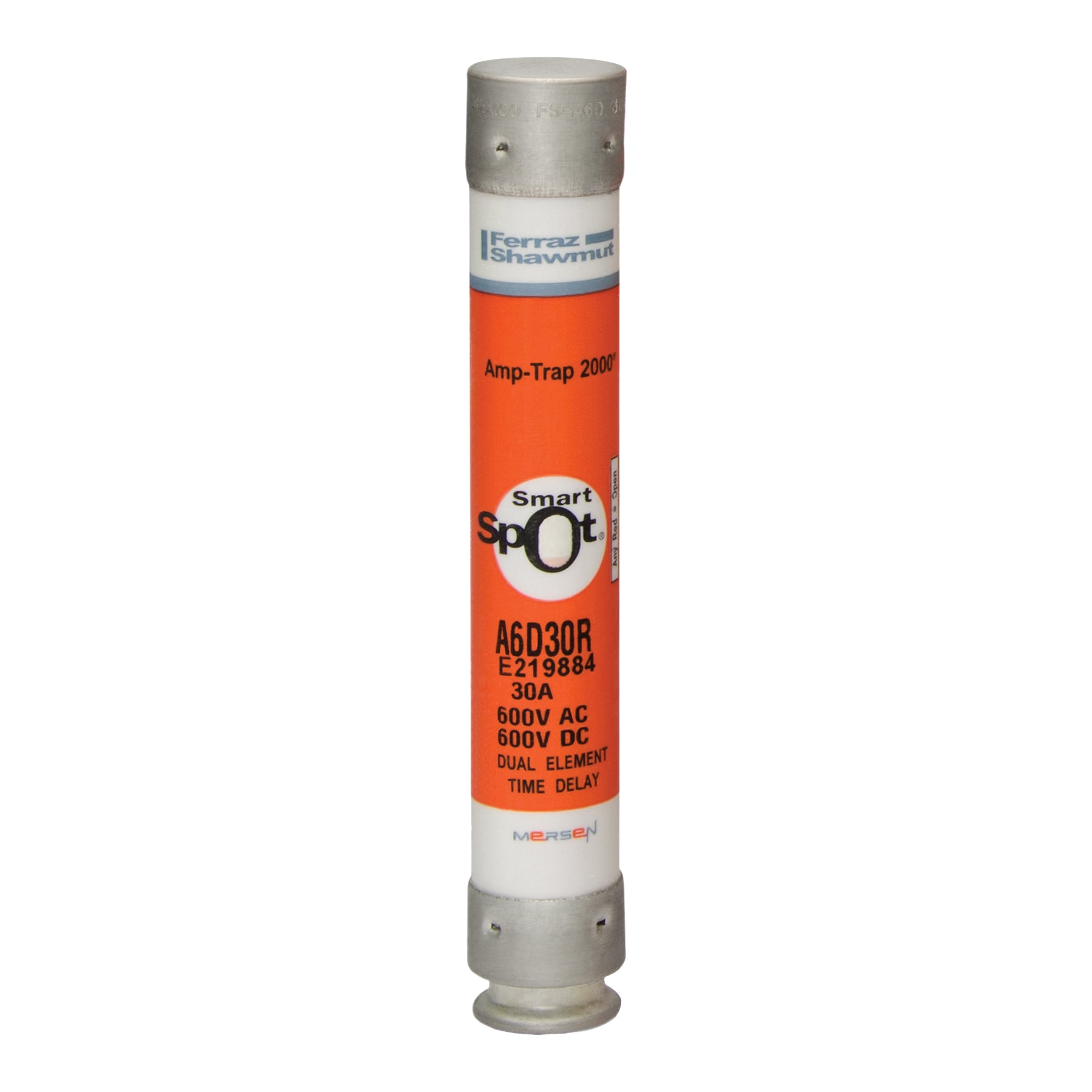 Fuse A6D-R - Class RK1 - Time-Delay 600VAC 600VDC 30A Ferrule SmartSpot